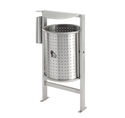 Stainless Steel Outdoor Waste Bin with Hat + Ashtray